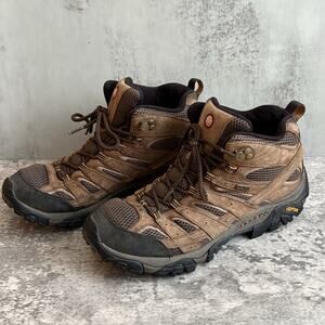 Merrell Boots Mens Size 11.5 Moab 2 Mid Brown Mesh Leather Waterproof Hiking